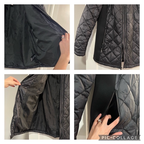 BCBG Puffer Faux Fur Coat Jacket with Hood Pockets Winter Fall NWT Size Large - Picture 5 of 5